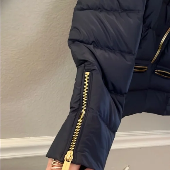 Michael Kors Navy Blue Puffer Jacket with Gold Accents - Picture 8 of 8